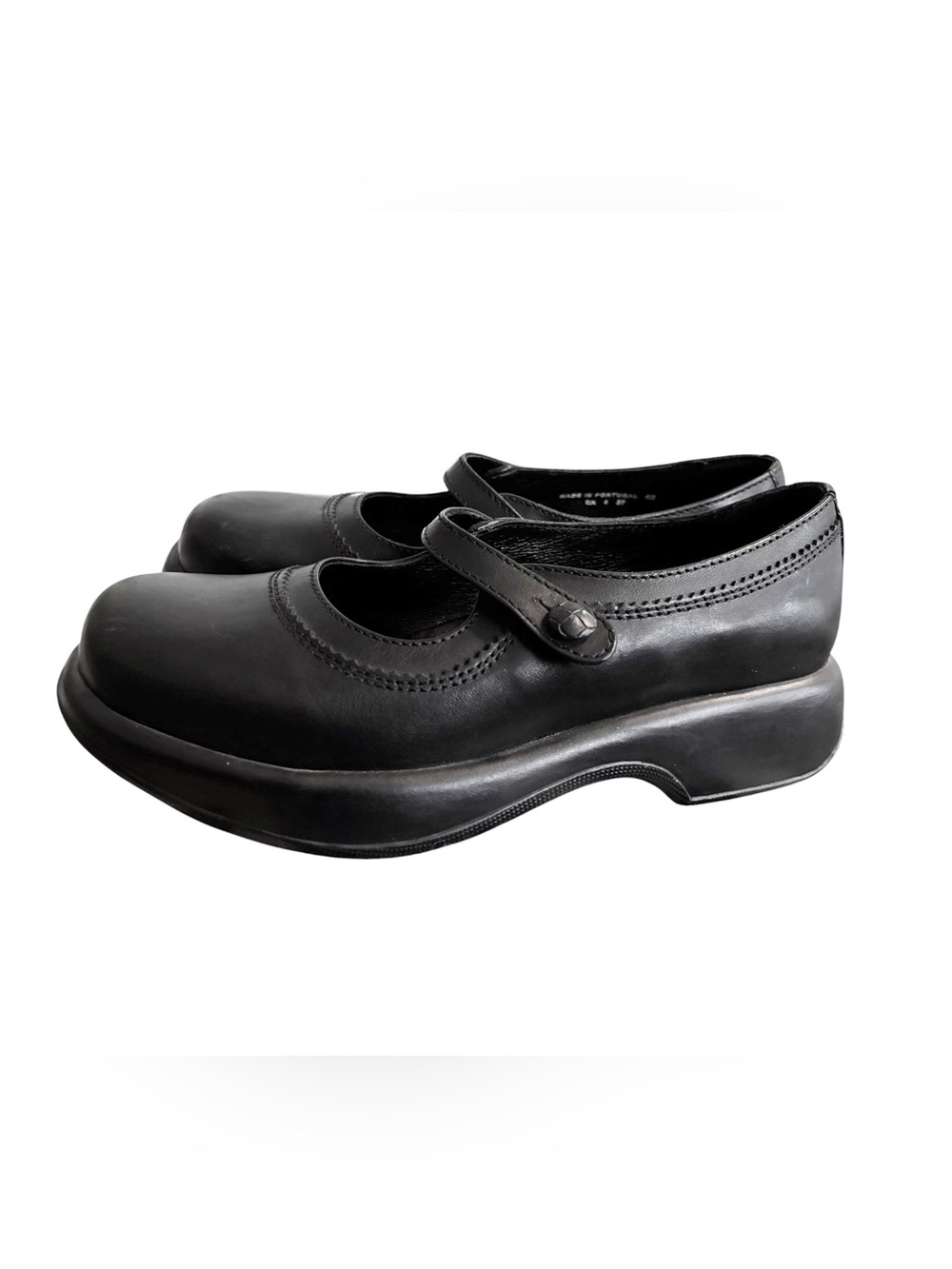 Dansko Black Leather Platform Mary Jane Clogs